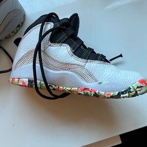 Jordan Kids White and Black Sneakers with Colorful Sole